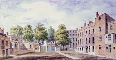 Uitzicht op Whitehall Yard, 1828 door T. Chawner